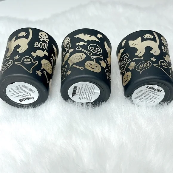 Boo Cat Gothic Black & Gold Votive Candle Holder (Set of 3) Kitty Tealight Glass - Picture 4 of 8